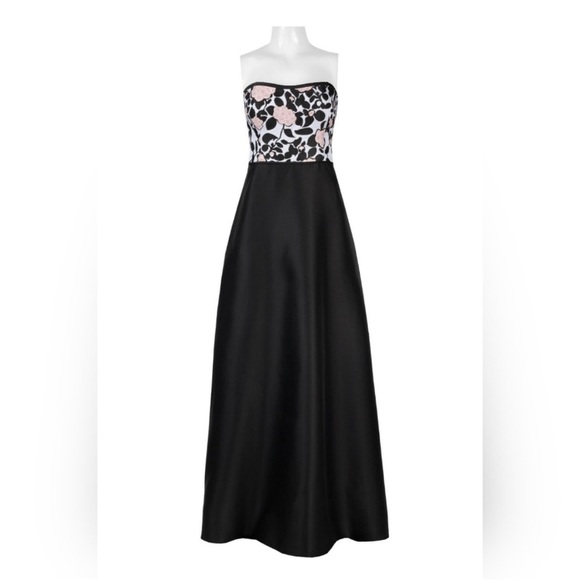 ADRIANNA PAPELL SEMI SWEETHEART ZIPPER BACK EMBELLISHED BODICE JACQUARD SZ 6 - Picture 4 of 12